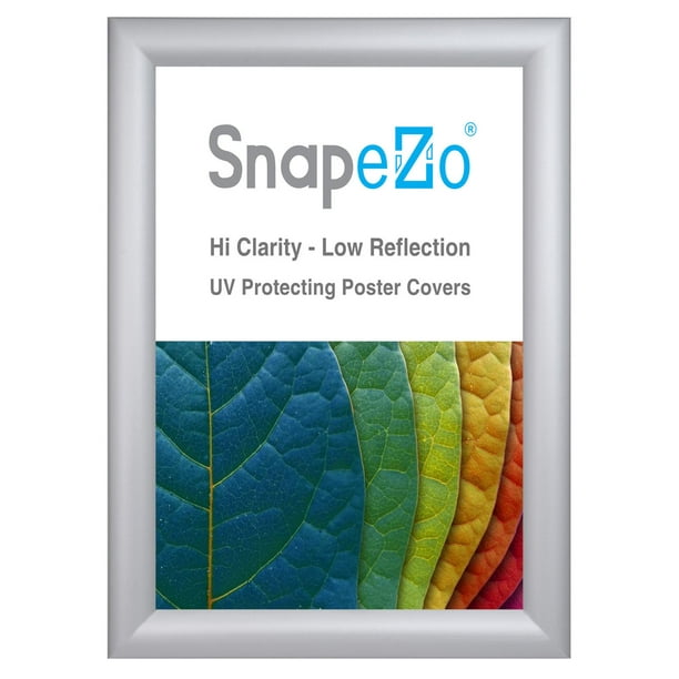 SnapeZo Poster Frame 8.5x11 Inches Front-Loading Snap Frame Wall Mounting Premium Series Silver 1.2 Inch Aluminum Profile 